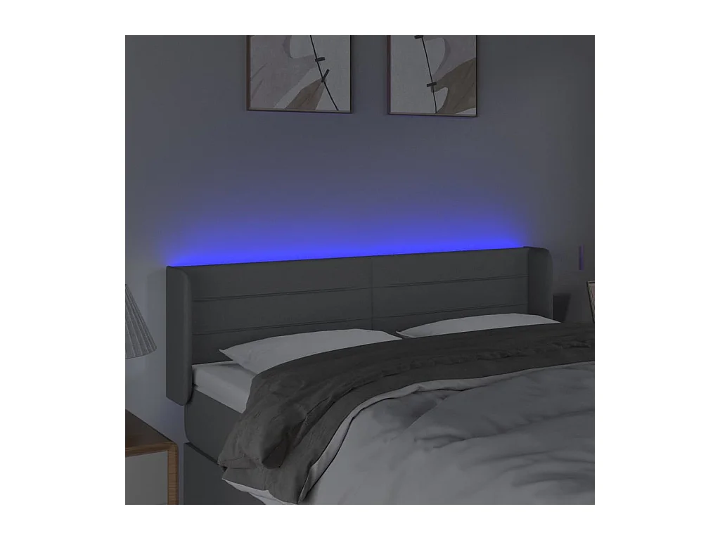 Testiera LED Grigio chiaro 147x16x78/88 cm Tessuto