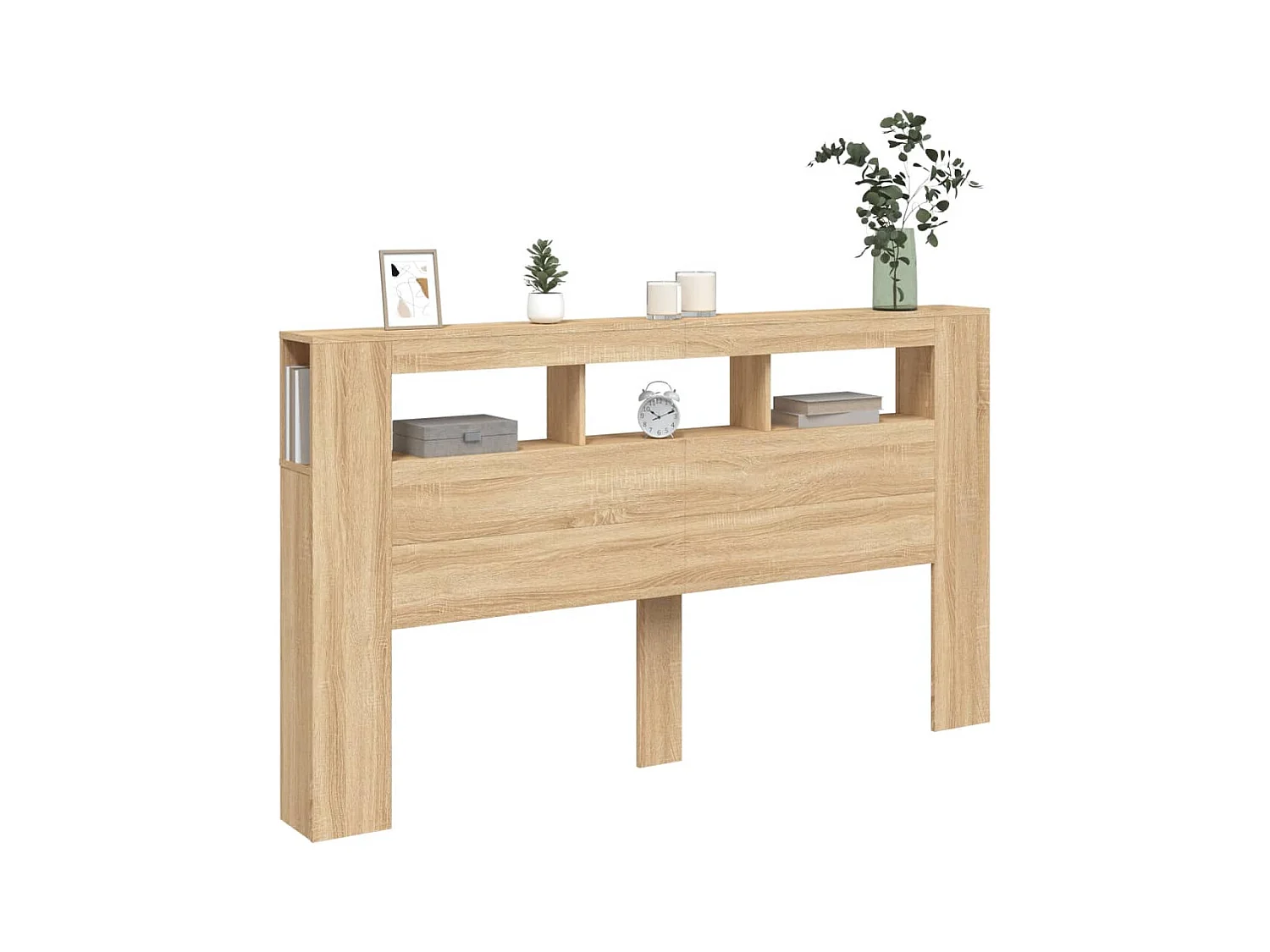 Sonoma eiken LED hoofdbord 180x18,5x103,5cm bewerkt hout