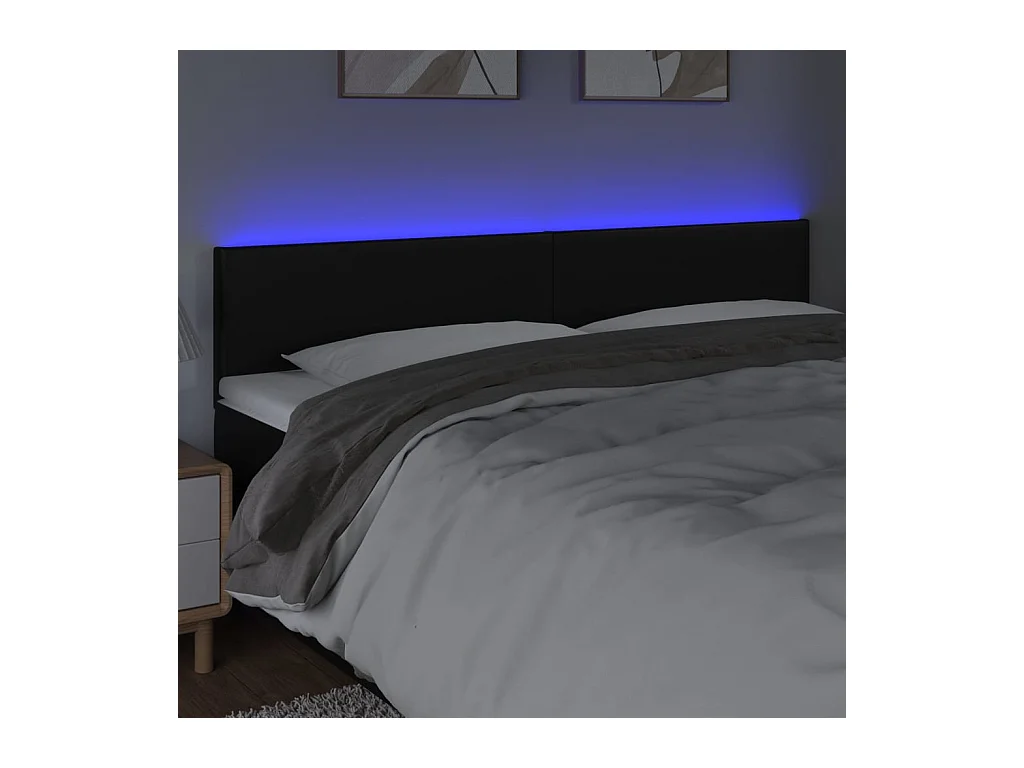LED Hoofdbord Zwart 160x5x78/88 cm Kunstleer