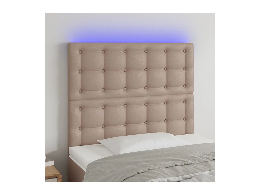 LED hoofdbord Cappuccino 90x5x118/128 cm Kunstleer