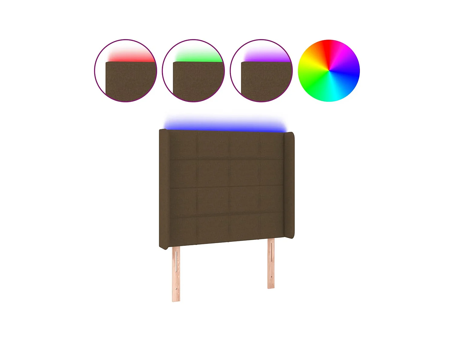 LED Hoofdbord Donkerbruin 93x16x118/128 cm Stof