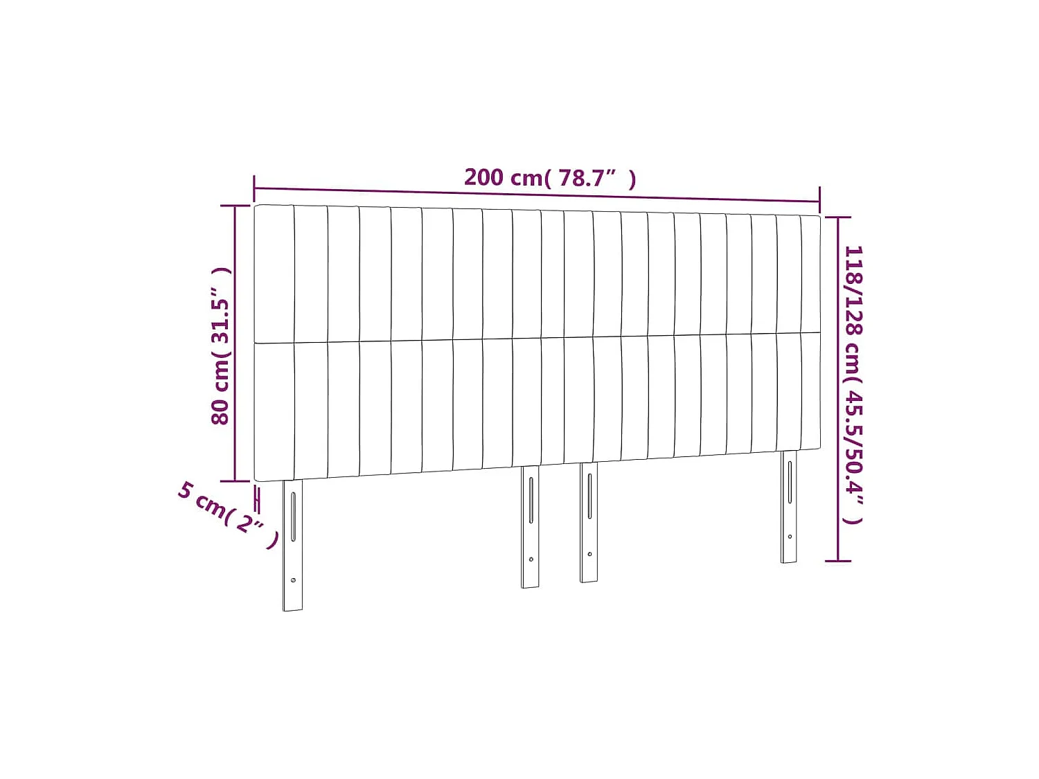 Hoofdborden 4 stuks Zwart 100x5x78/88 cm Stof
