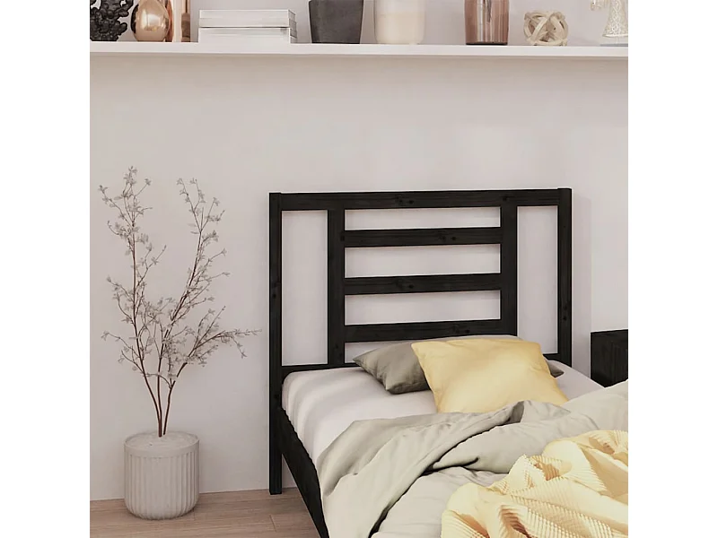 Tête de lit Noir 96x4x100 cm Bois massif de pin