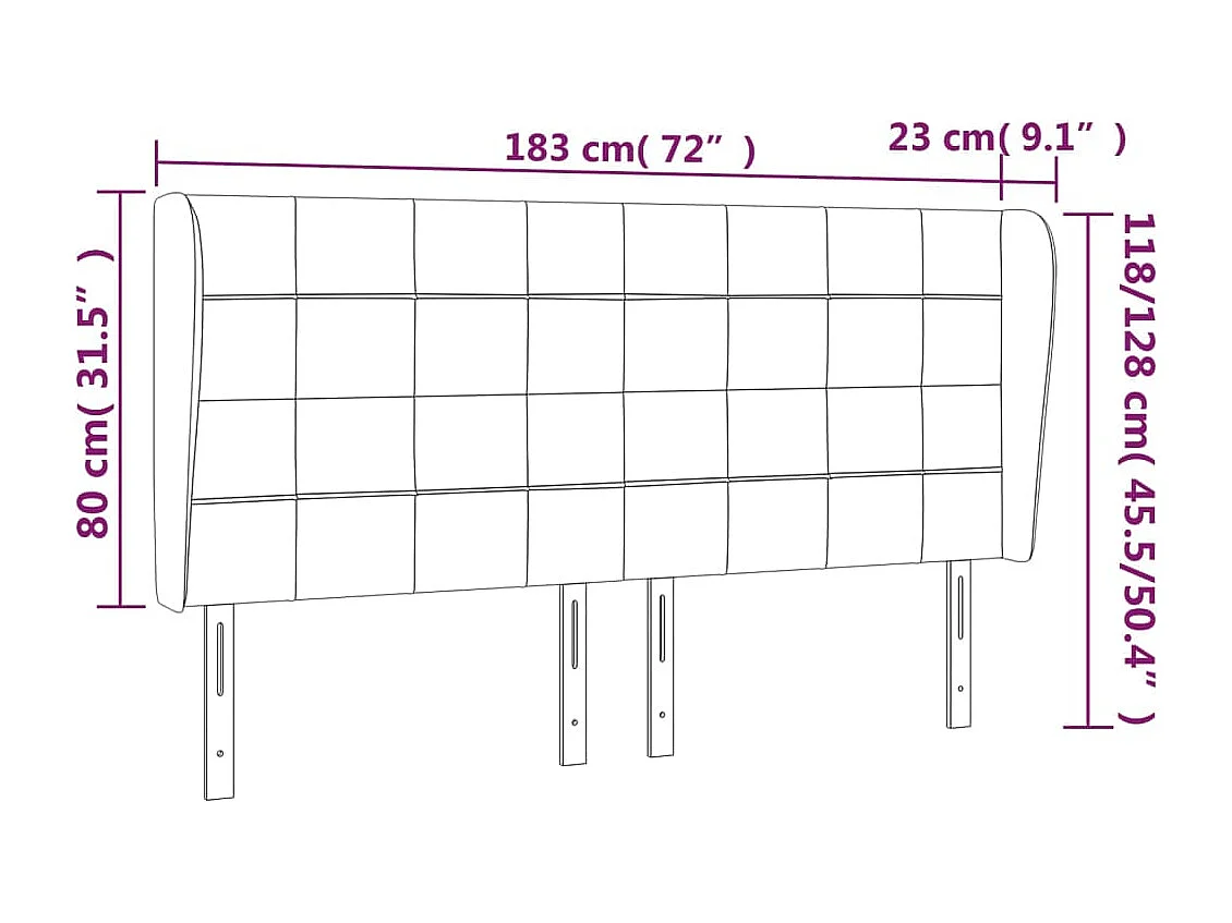 Hoofdbord met vleugels Crème 183x23x118/128 cm Stof