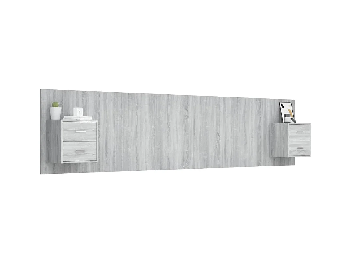 Sonoma Gray Engineered Wood Hoofdbord met Kasten