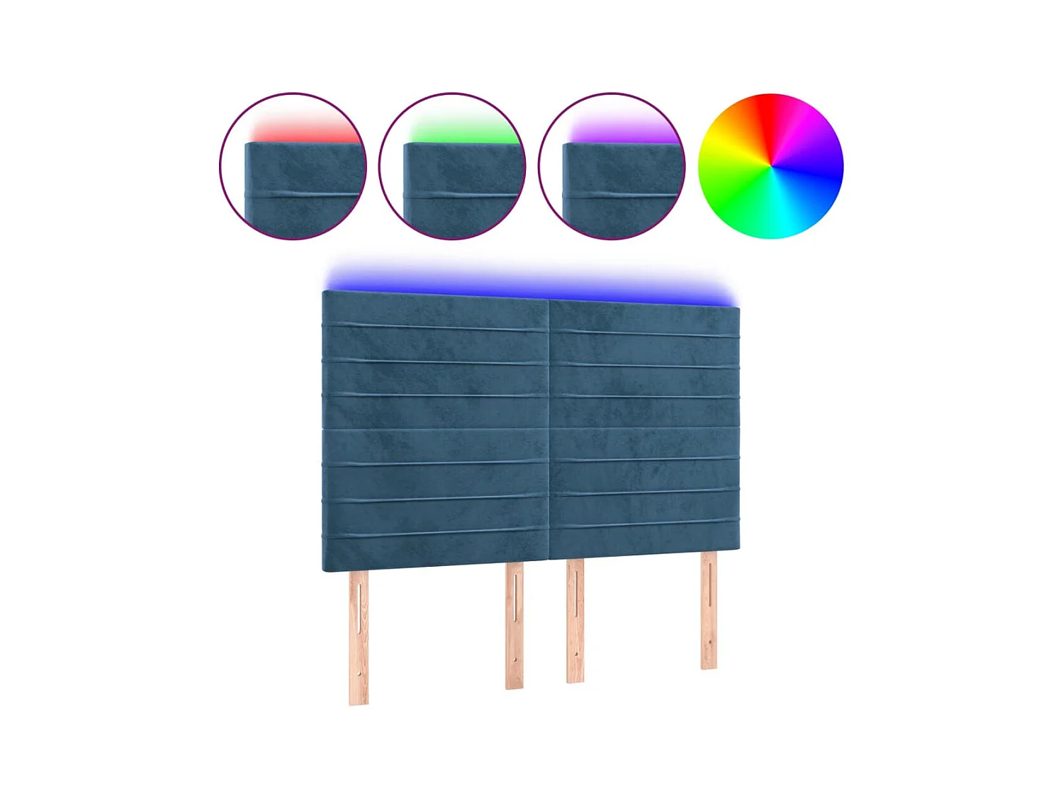 Tête de lit à LED Bleu foncé 144x5x118/128 cm Velours