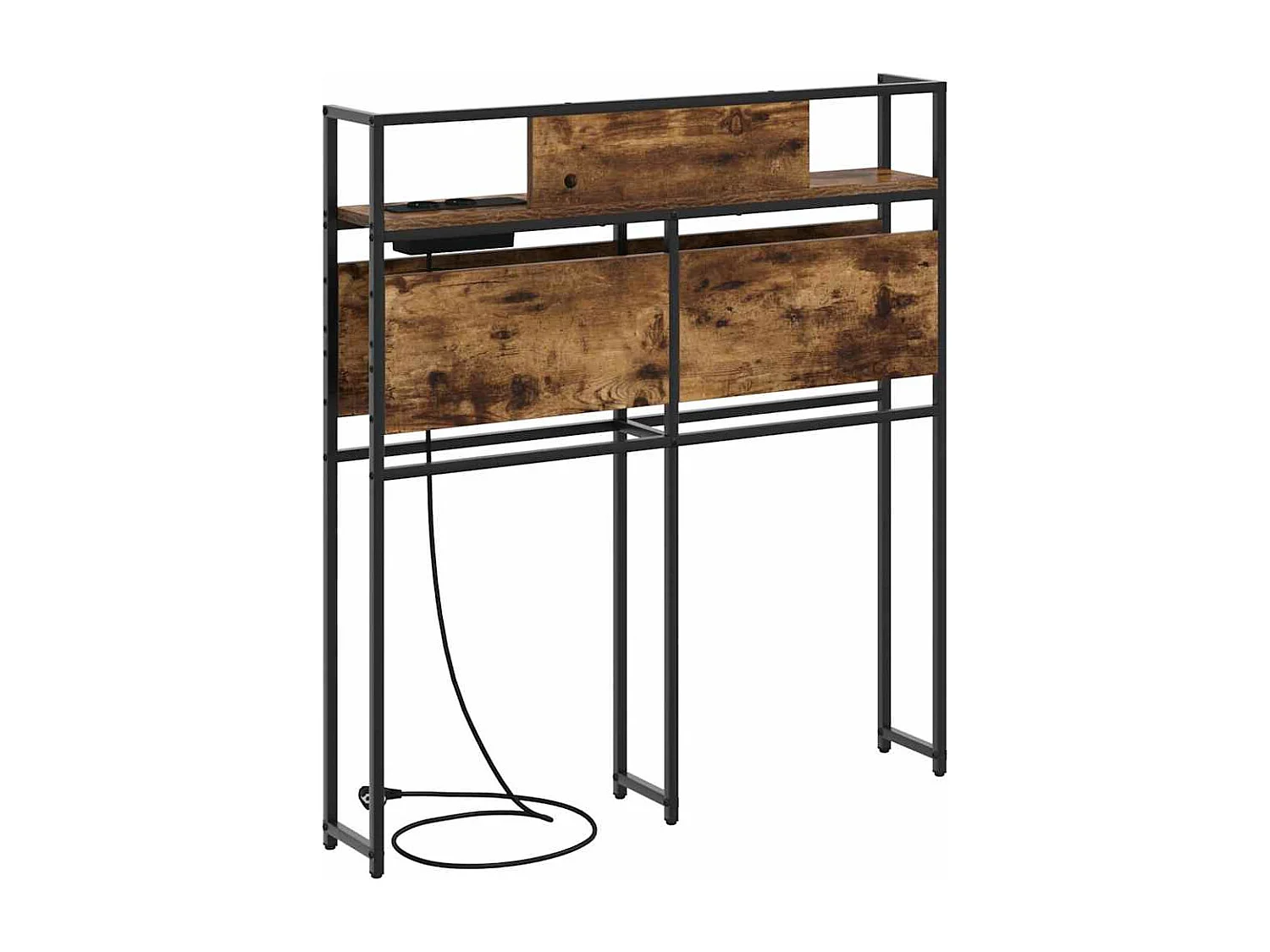 Gerookt eikenhouten hoofdeinde met opbergruimte, 90 cm, bewerkt hout