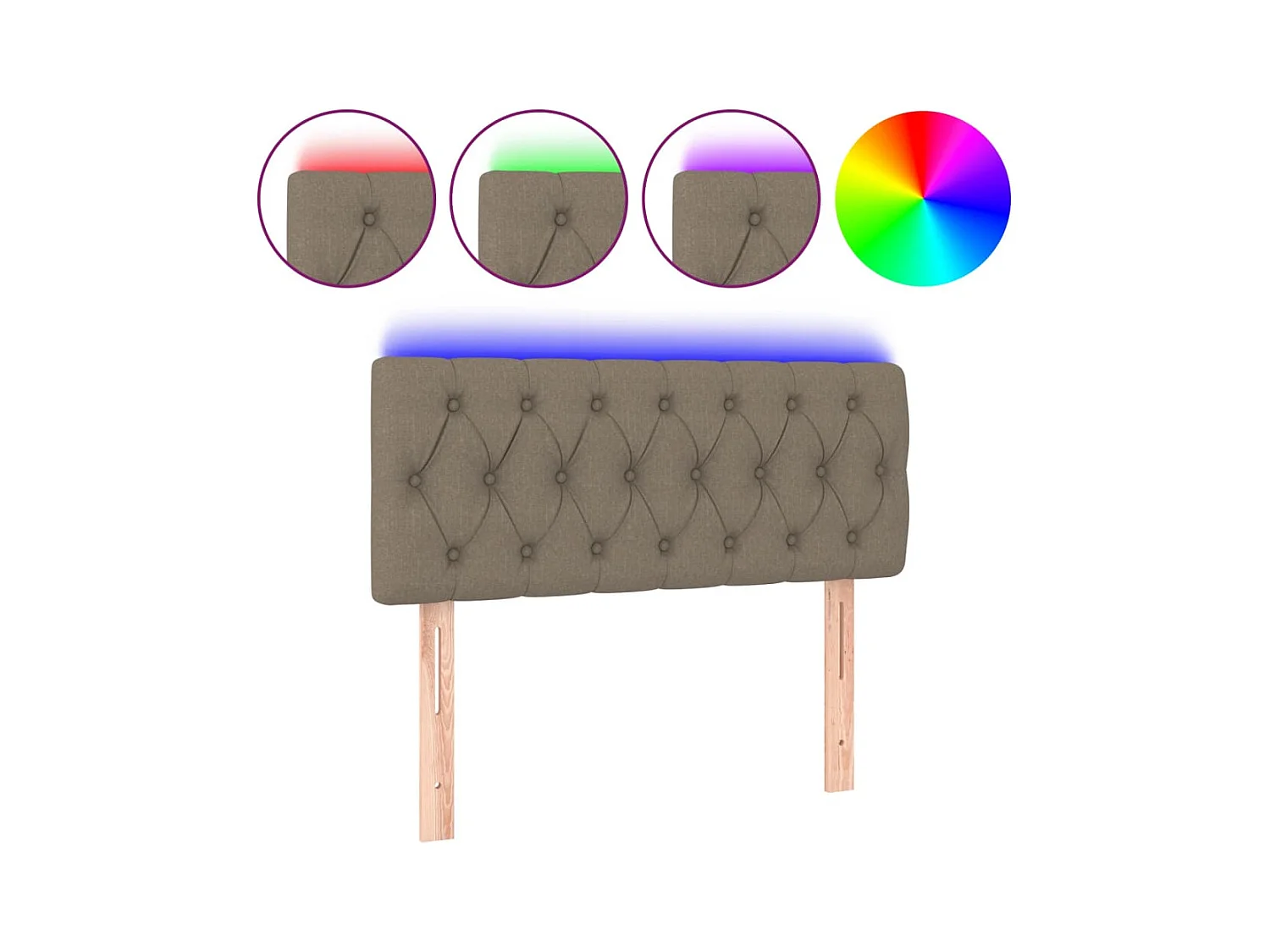 Taupe LED Hoofdbord 90x7x78/88 cm Stof