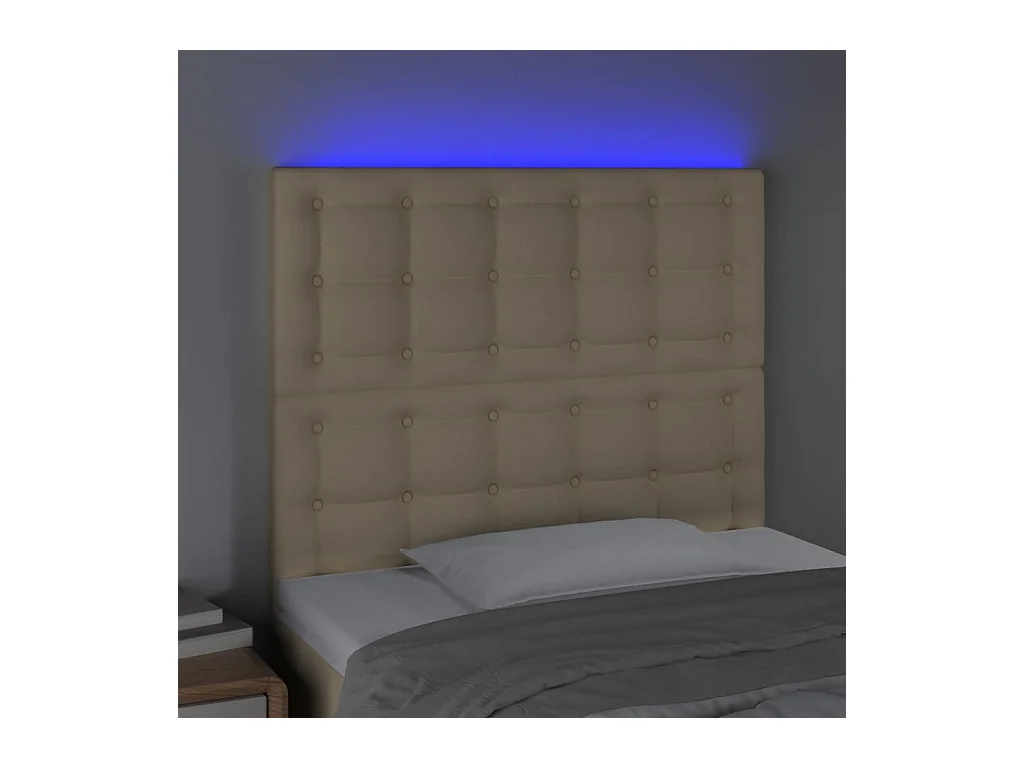 Tête de lit à LED Crème 90x5x118/128 cm Tissu