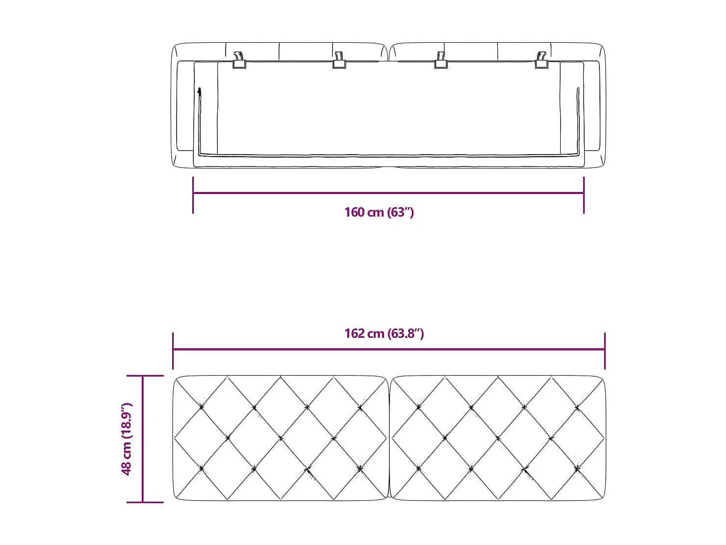 Cuscino testiera grigio scuro 160 cm velluto