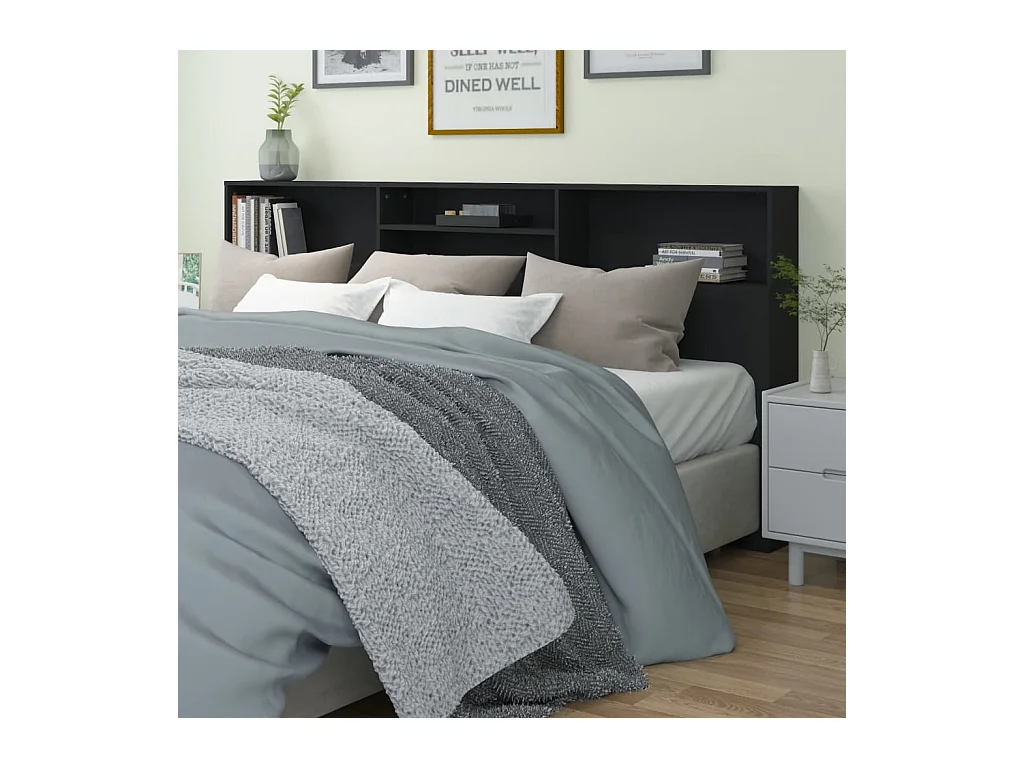 Zwarte hoofdbordkast 220x19x103,5 cm