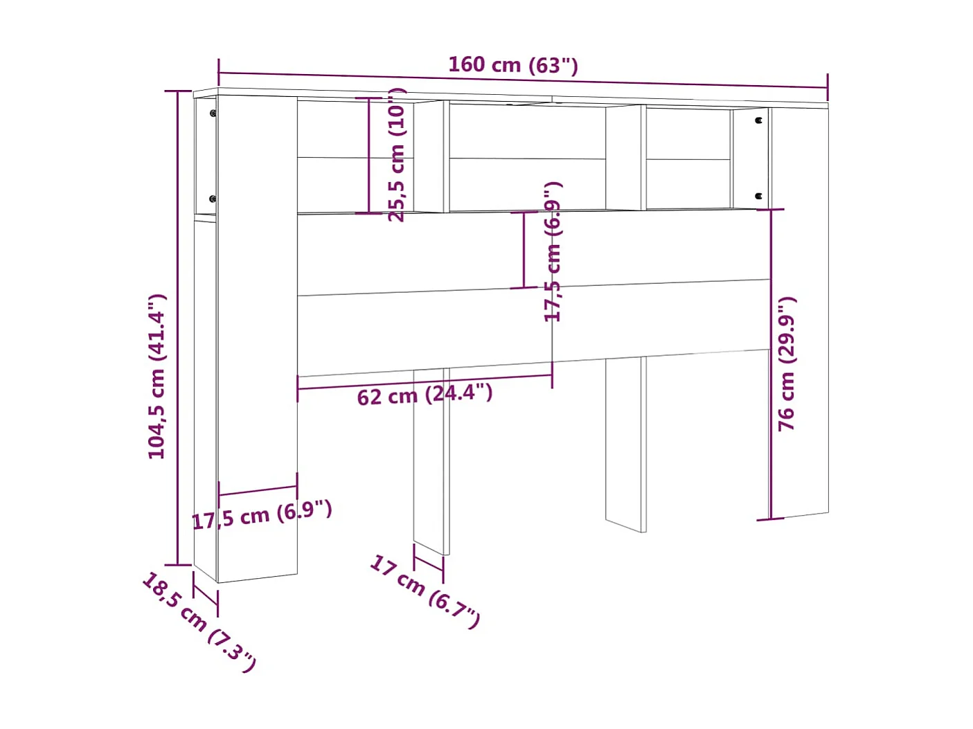 Cabecero blanco 160x18,5x104,5 cm
