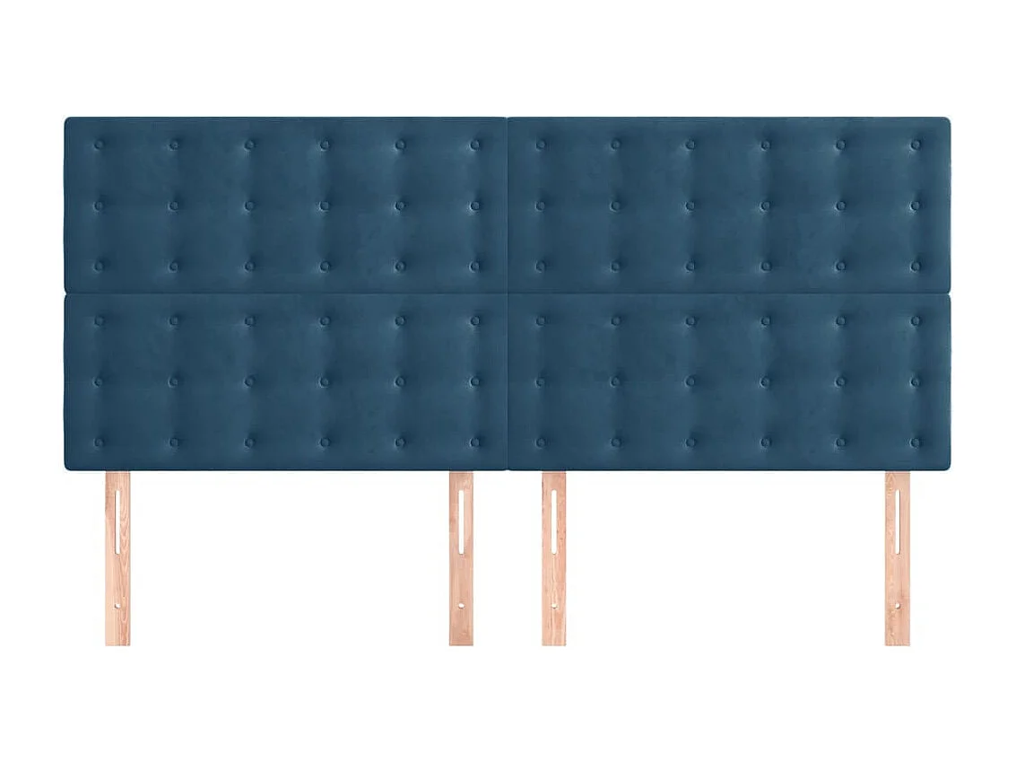 Cabeceros 4 piezas Azul Oscuro 90x5x78/88 cm Terciopelo