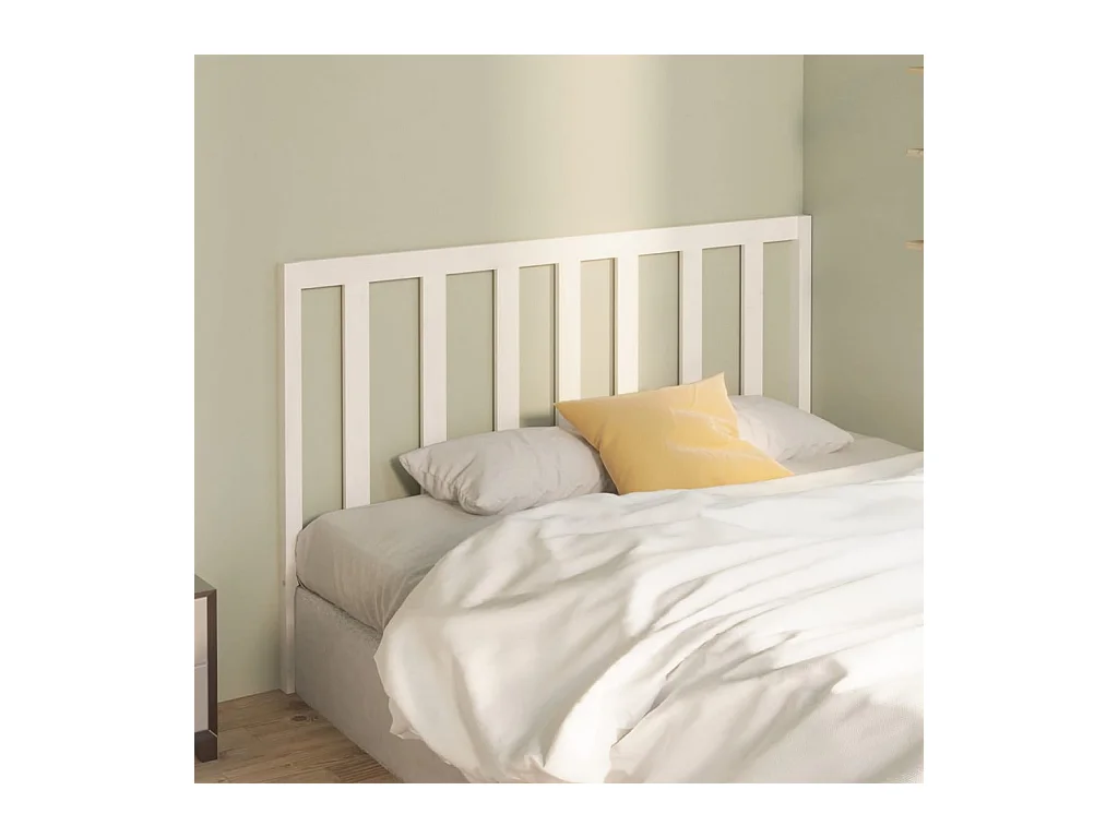 Wit hoofdeinde 146x4x100 cm Massief grenenhout