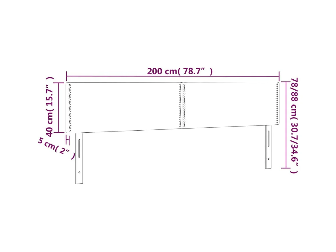 Blaues LED-Kopfteil 200x5x78/88 cm Stoff