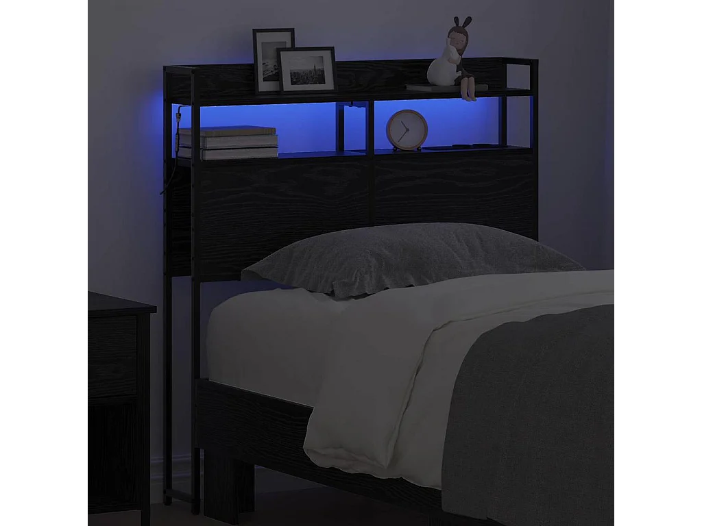 Tête de lit avec étagère Chêne noir 100 cm Bois d'ingénierie