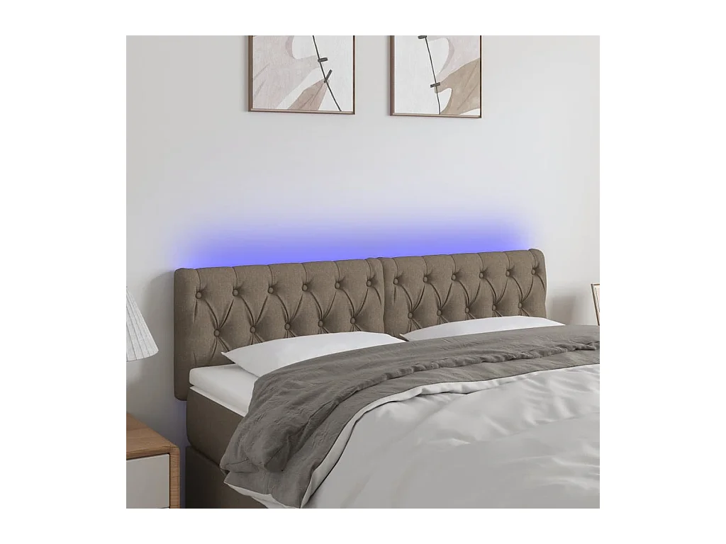 Taupe LED-Kopfteil 160x7x78/88 cm Stoff