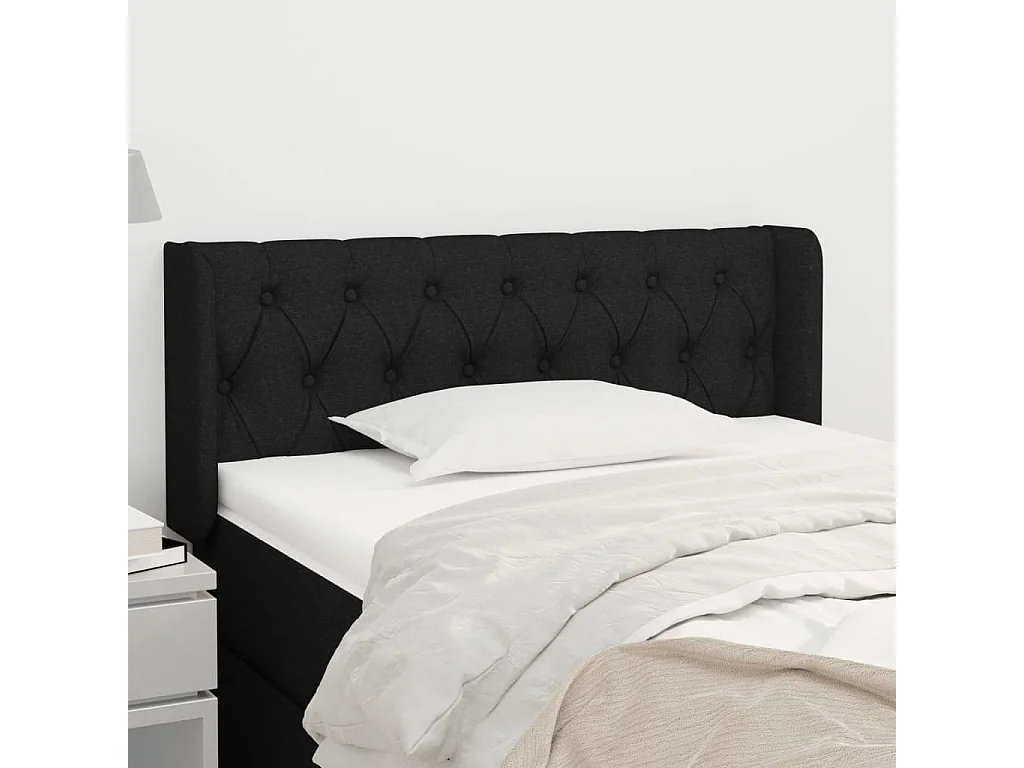 Tête de lit avec oreilles Noir 103x16x78/88 cm Tissu