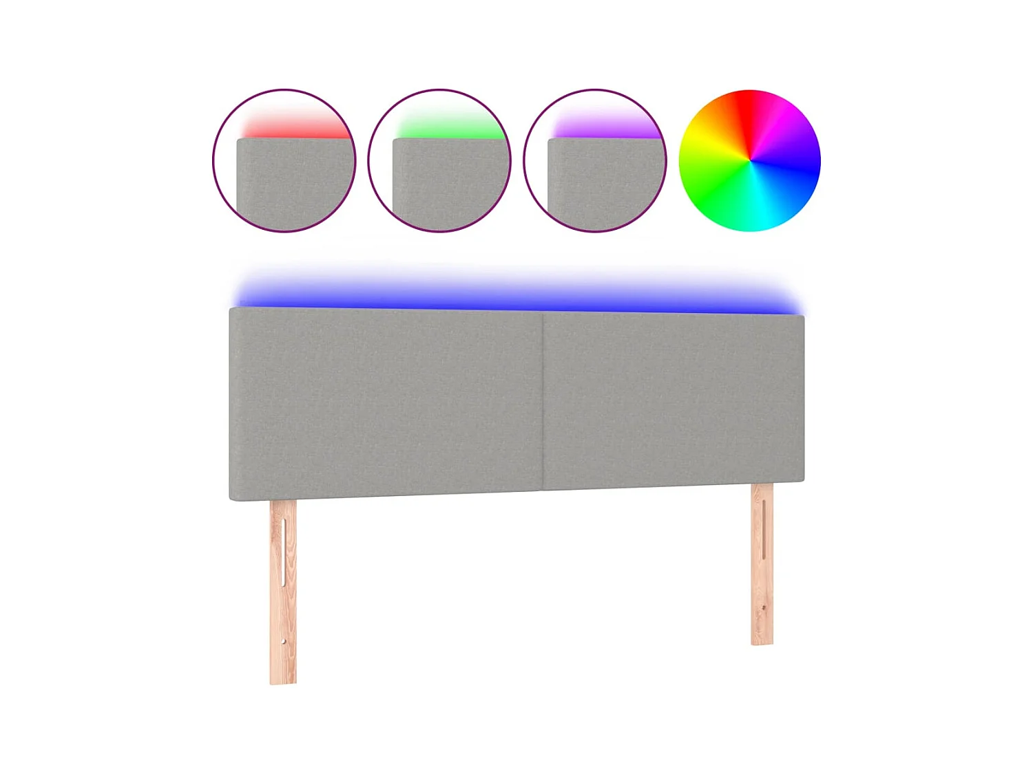 LED-Kopfteil Hellgrau 144x5x78/88 cm Stoff