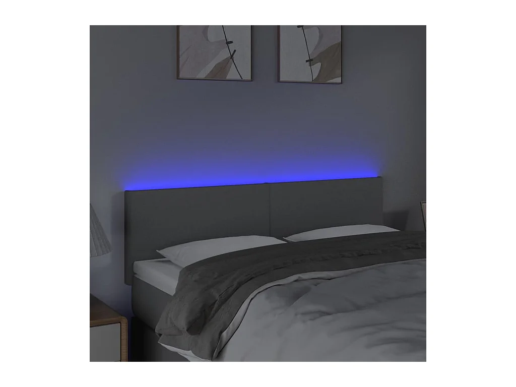 LED-Kopfteil Hellgrau 144x5x78/88 cm Stoff