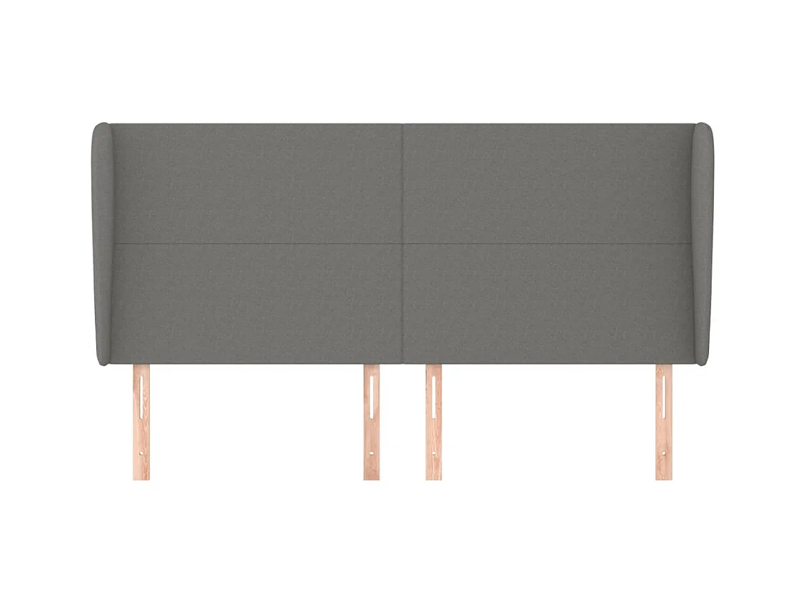 Tête de lit avec oreilles Gris foncé 183x23x118/128 cm Tissu