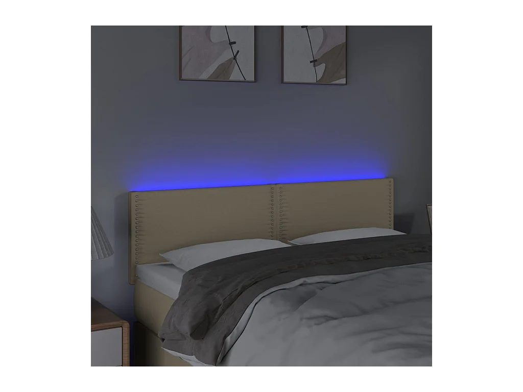 LED Hoofdbord Crème 144x5x78/88 cm Stof