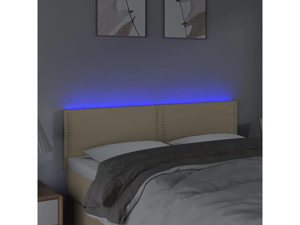 Testiera LED Crema 144x5x78/88 cm Tessuto