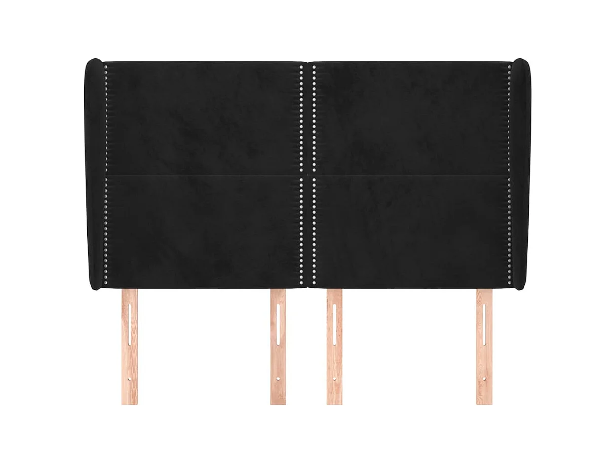Hoofdbord met vleugels Zwart 147x23x118/128 cm Fluweel