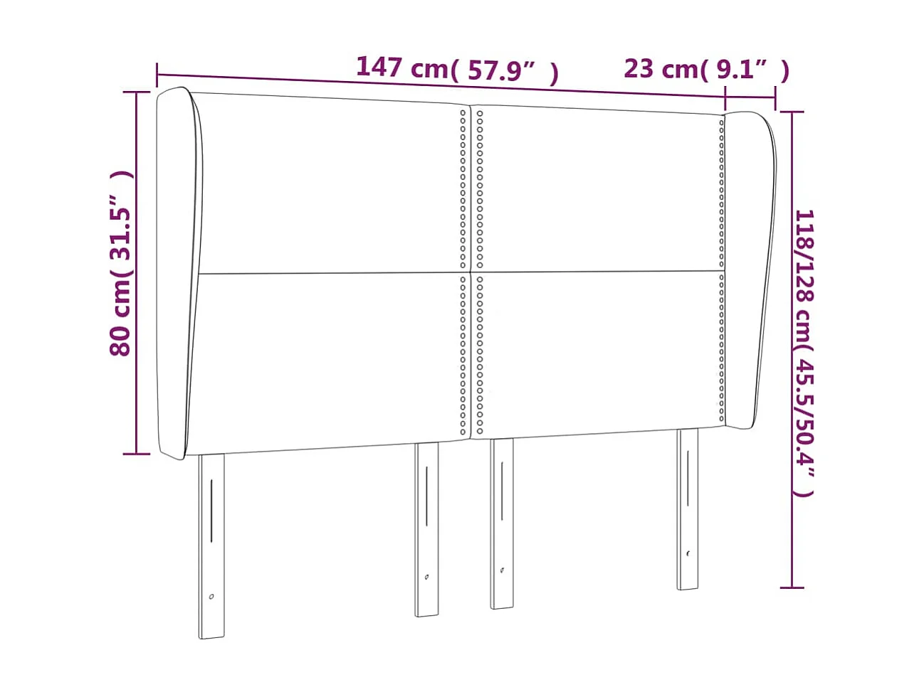 Hoofdbord met vleugels Zwart 147x23x118/128 cm Fluweel