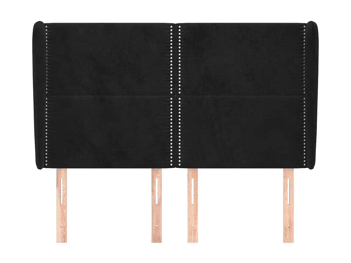 Testiera con ali Nero 147x23x118/128 cm Velluto