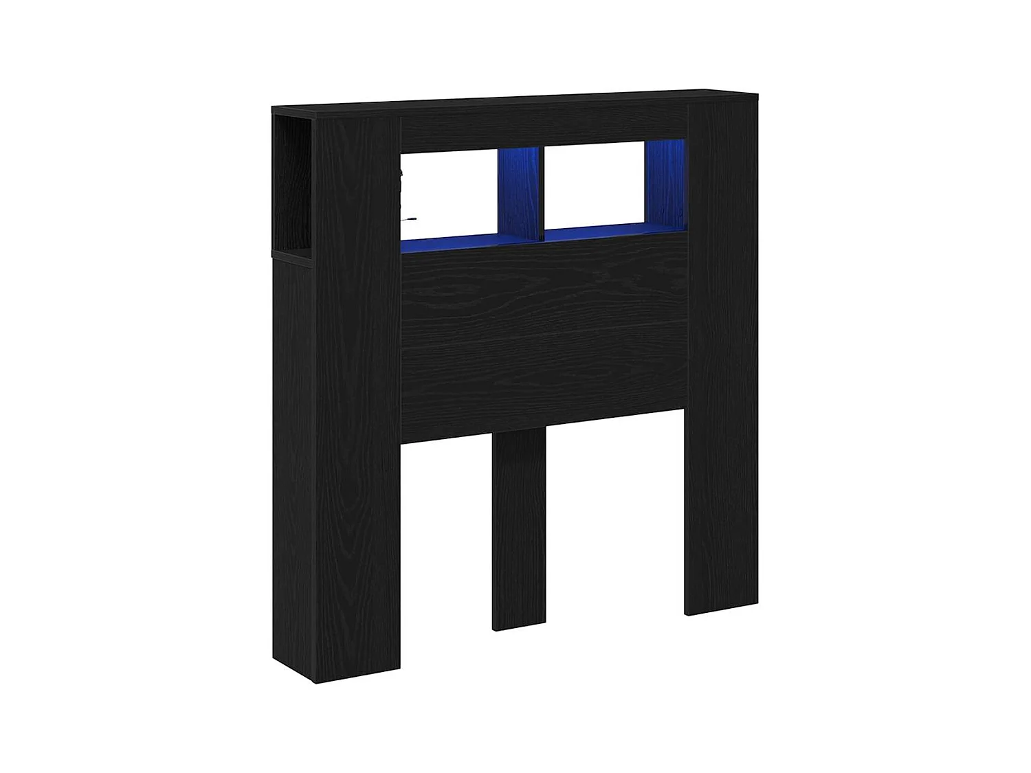 LED hoofdbord met plank Zwarte eik 100 x 18,5 x 103,5 cm