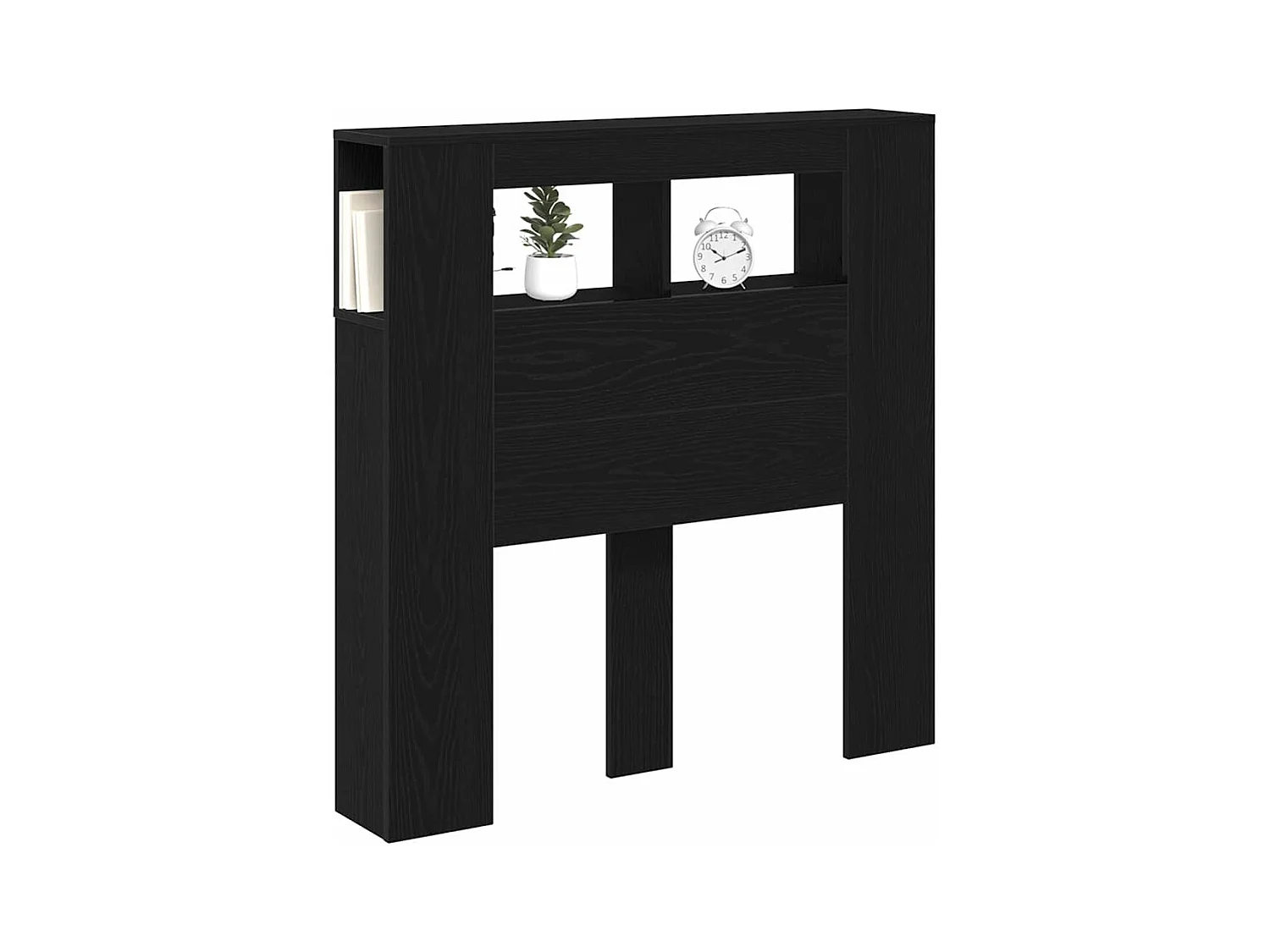 LED hoofdbord met plank Zwarte eik 100 x 18,5 x 103,5 cm