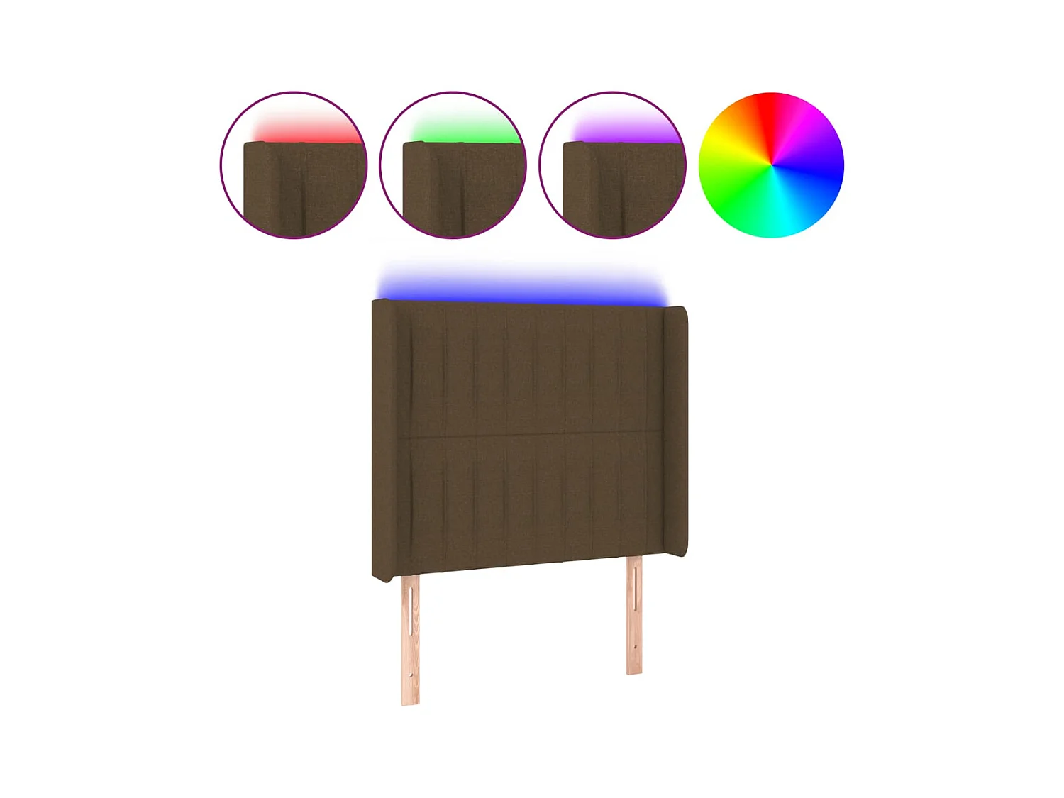 LED Hoofdbord Donkerbruin 93x16x118/128 cm Stof