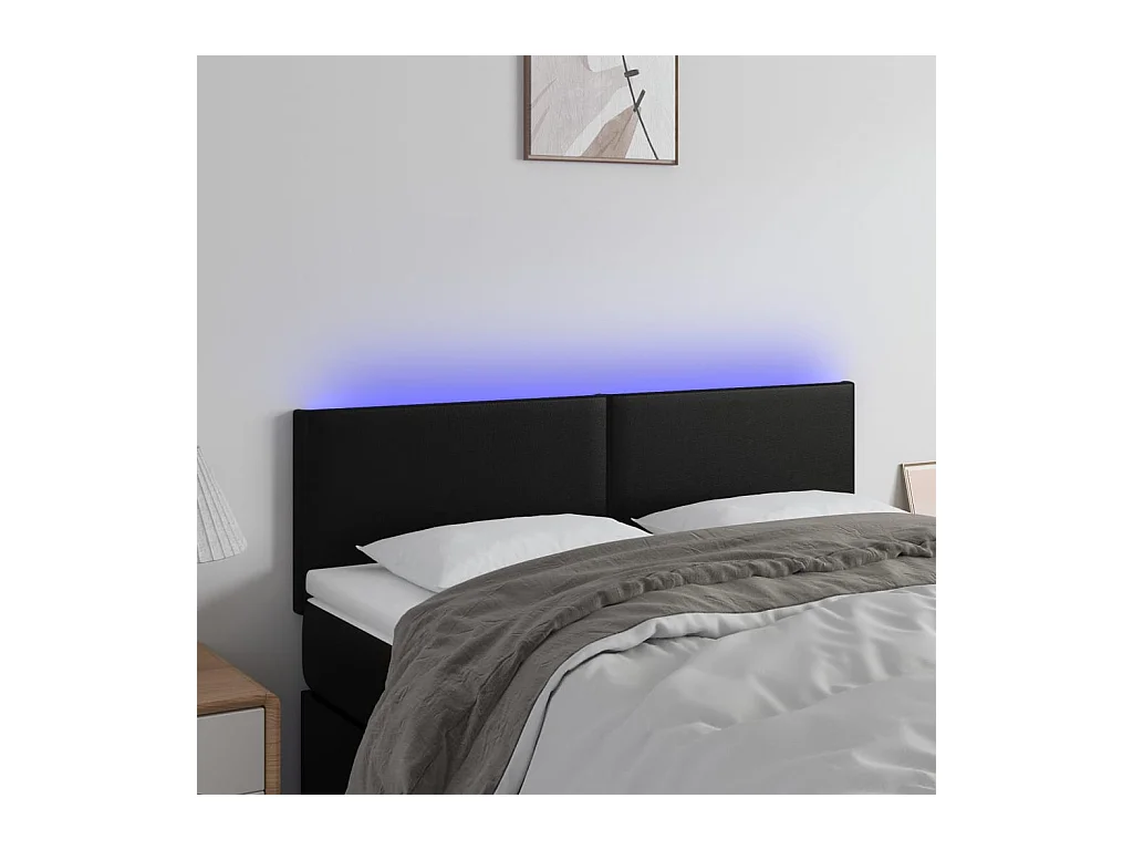 Testiera LED Nera 144x5x78/88 cm Similpelle