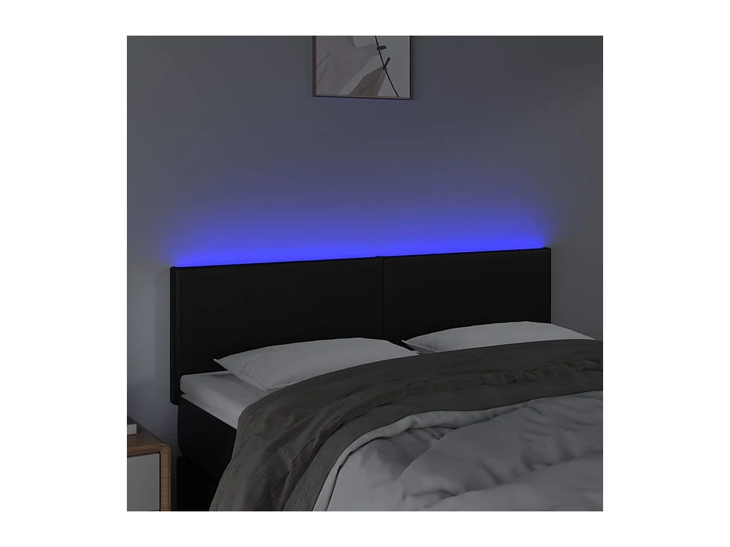 Testiera LED Nera 144x5x78/88 cm Similpelle