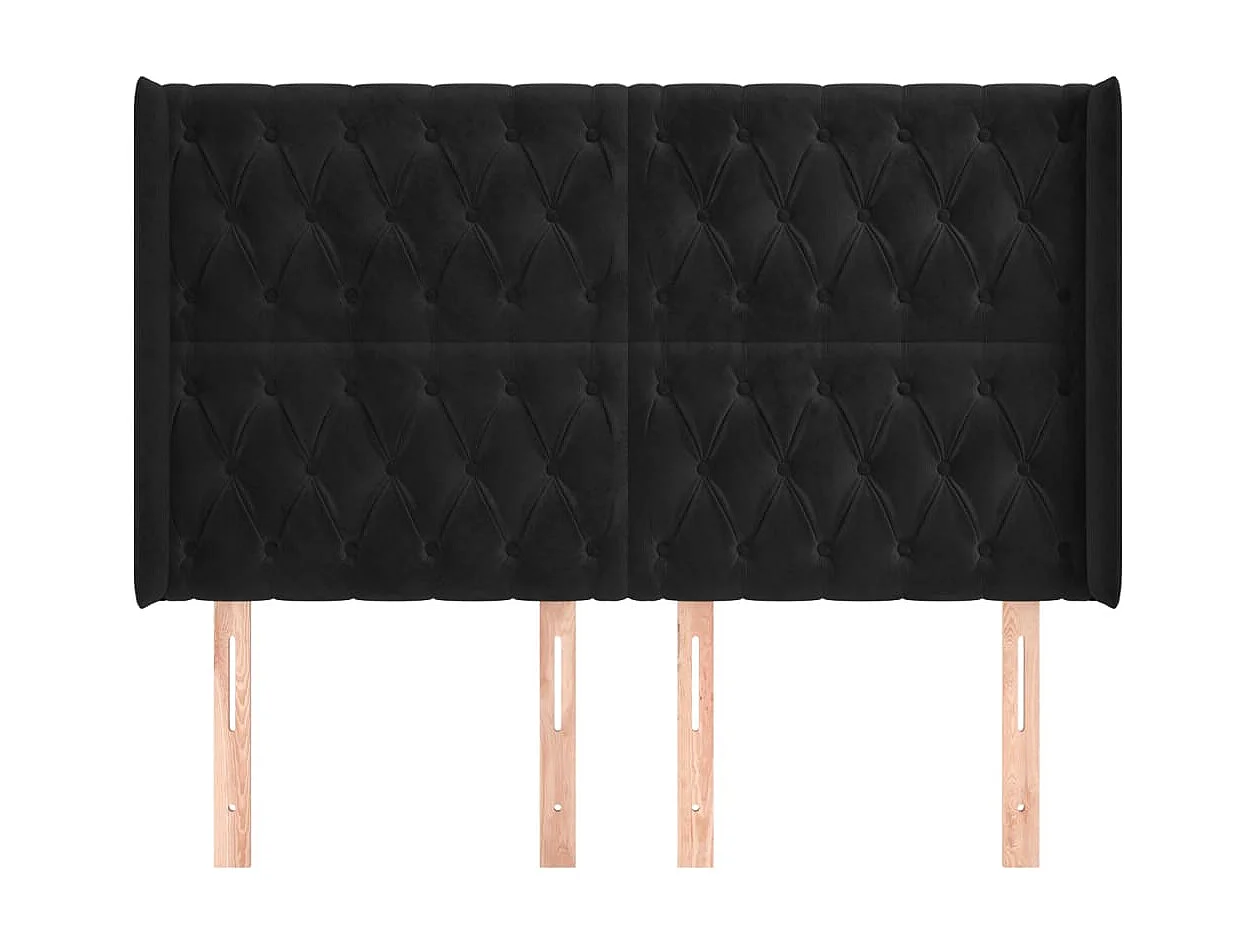 Tête de lit avec oreilles Noir 147x16x118/128 cm Velours