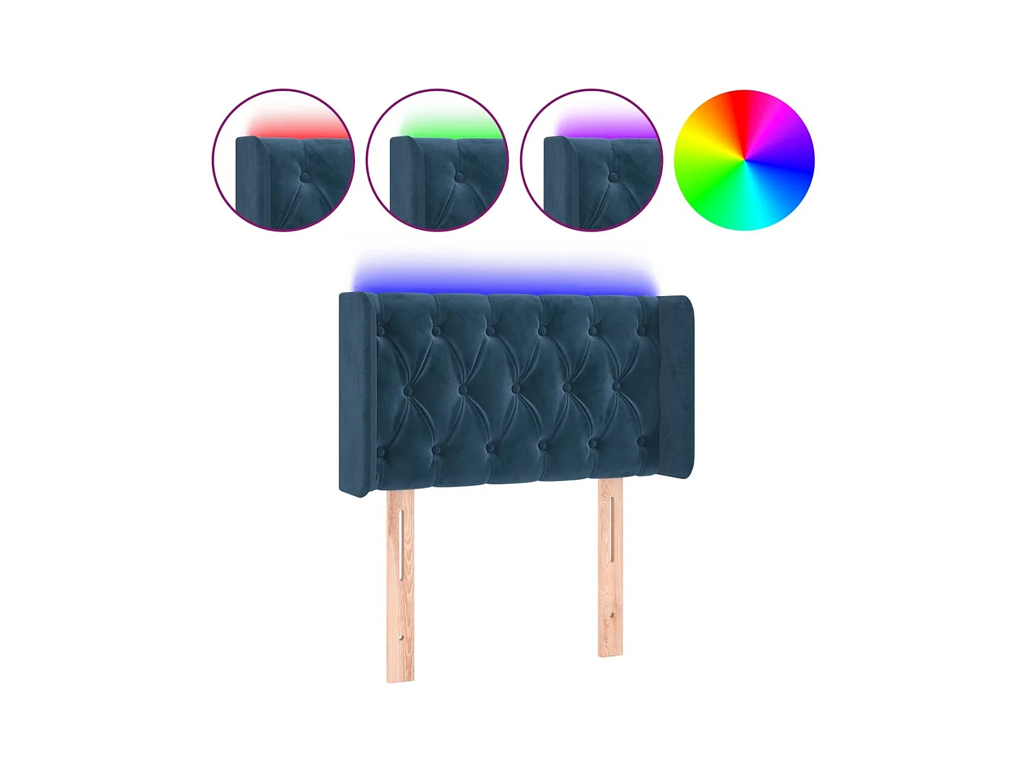 LED Hoofdbord Donkerblauw 83x16x78/88 cm Fluweel