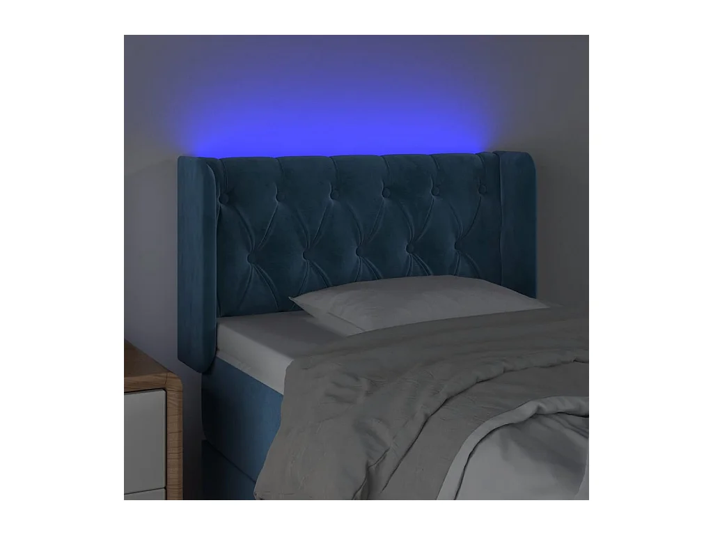 LED Hoofdbord Donkerblauw 83x16x78/88 cm Fluweel