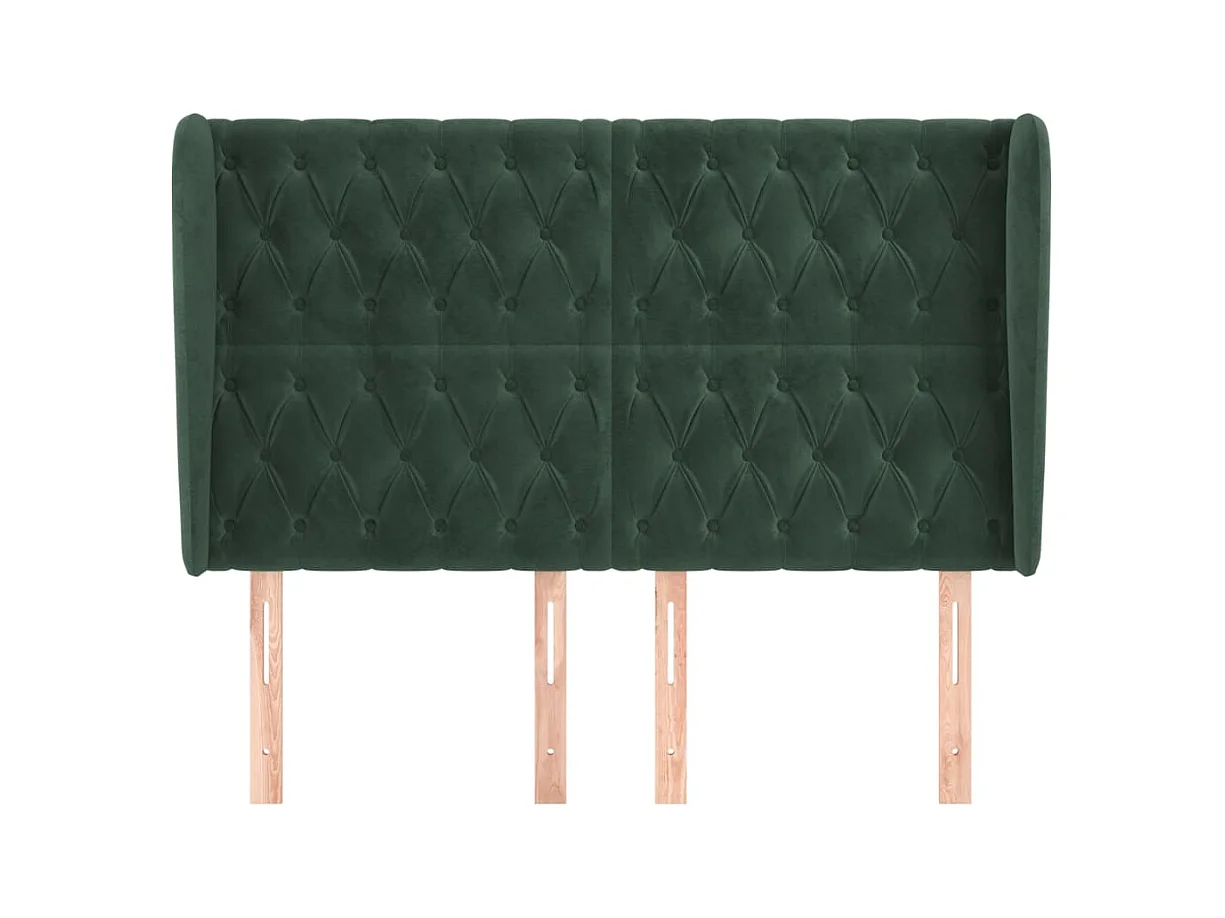 Hoofdbord met vleugels Donkergroen 147x23x118/128 cm Fluweel