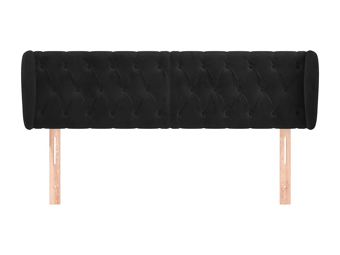 Tête de lit avec oreilles Noir 163x23x78/88 cm Velours