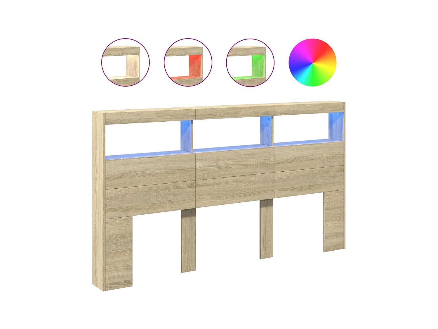 Cabecero de armario con LED roble Sonoma 180x17x102 cm