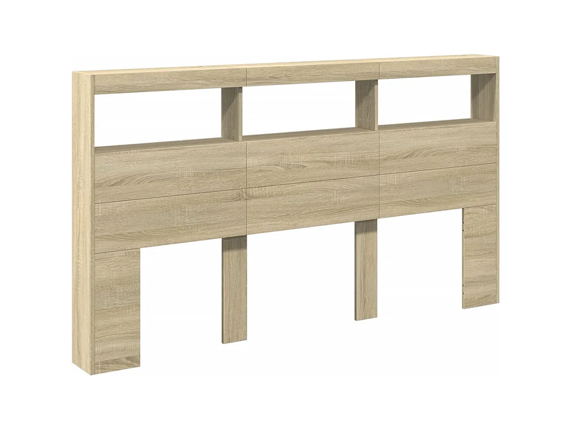 Cabecero de armario con LED roble Sonoma 180x17x102 cm