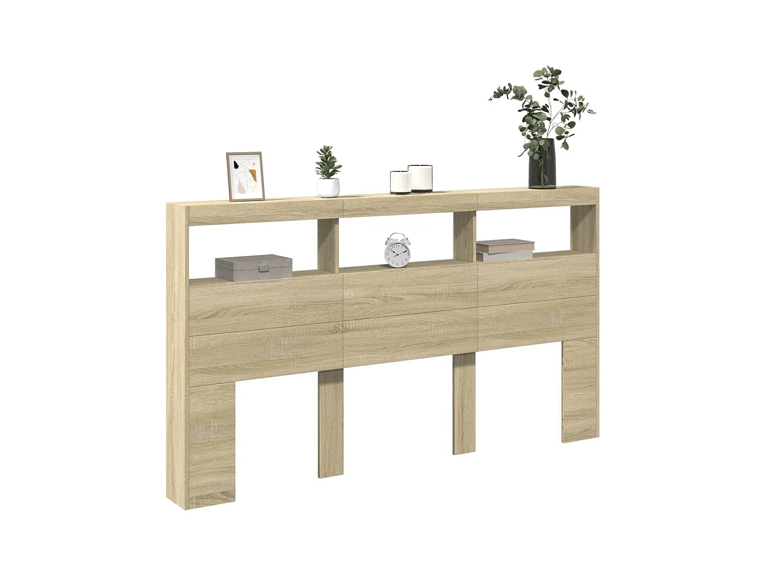 Cabecero de armario con LED roble Sonoma 180x17x102 cm