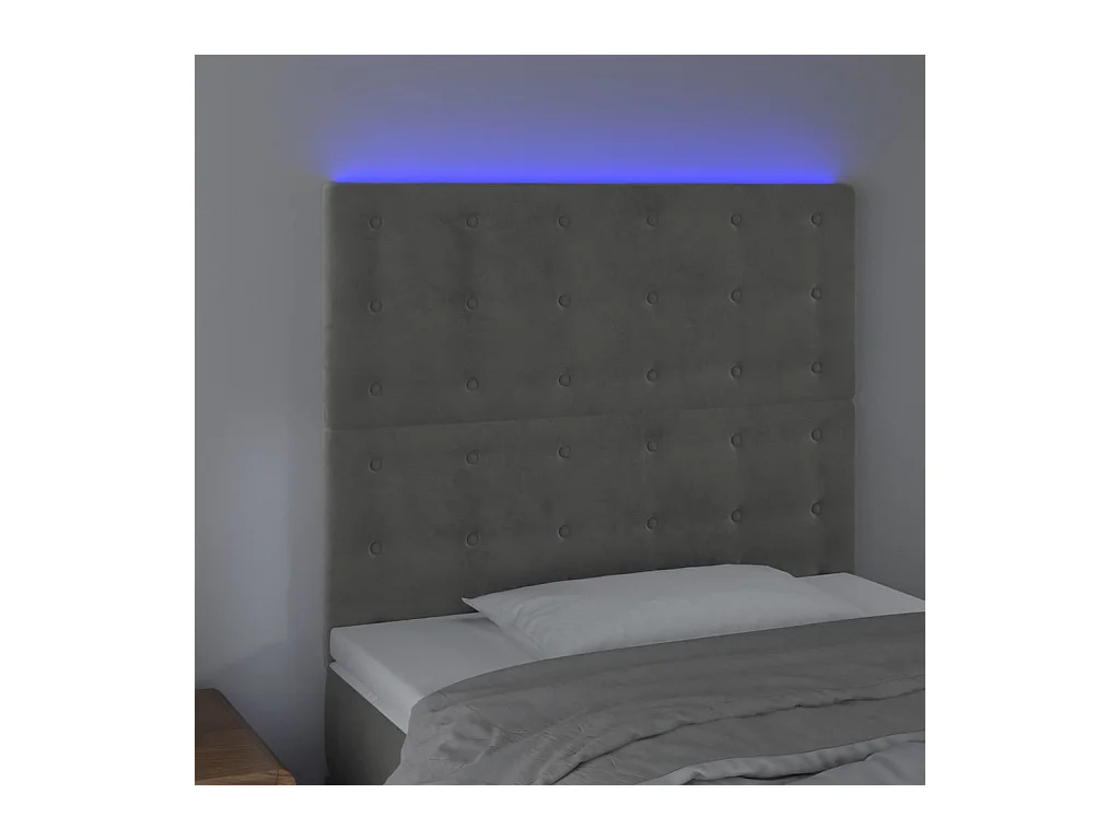 Tête de lit à LED Gris clair 90x5x118/128 cm Velours