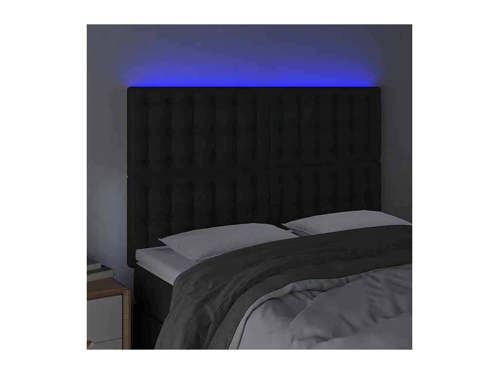 Tête de lit à LED Noir 144x5x118/128 cm Similicuir