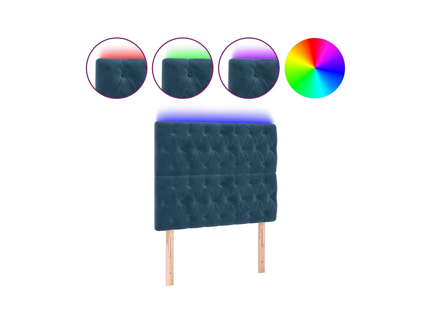 LED Hoofdbord Donkerblauw 90x7x118/128 cm Fluweel