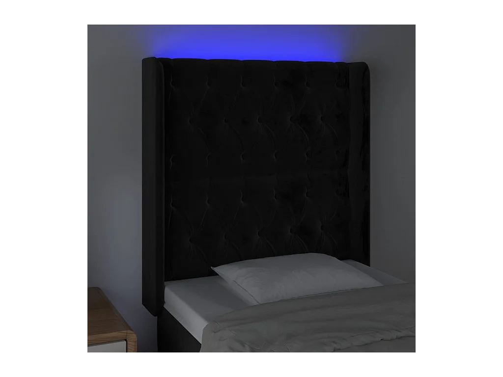 LED Hoofdbord Zwart 83x16x118/128 cm Fluweel