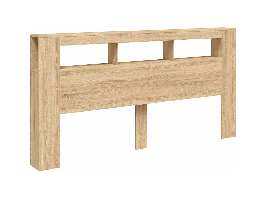 Sonoma eiken LED hoofdbord 200x18,5x103,5cm bewerkt hout