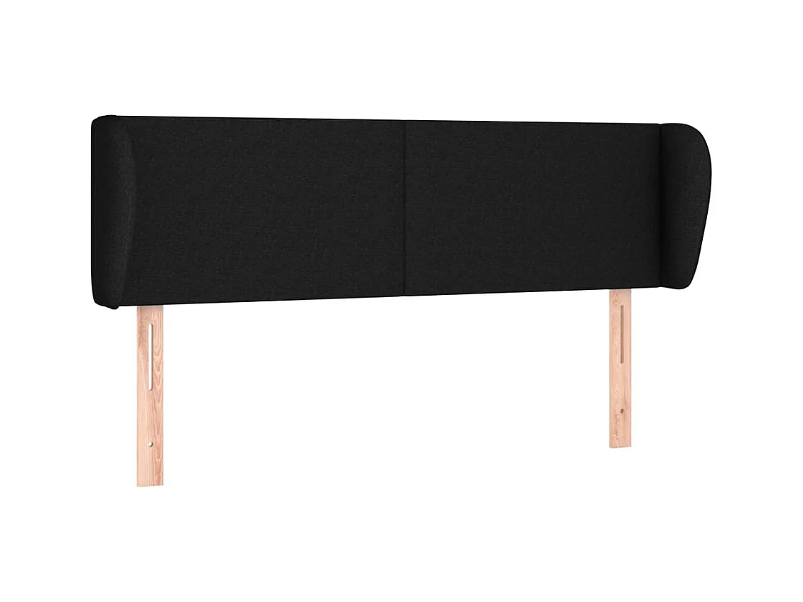 Hoofdbord met vleugels Zwart 147x23x78/88 cm Stof