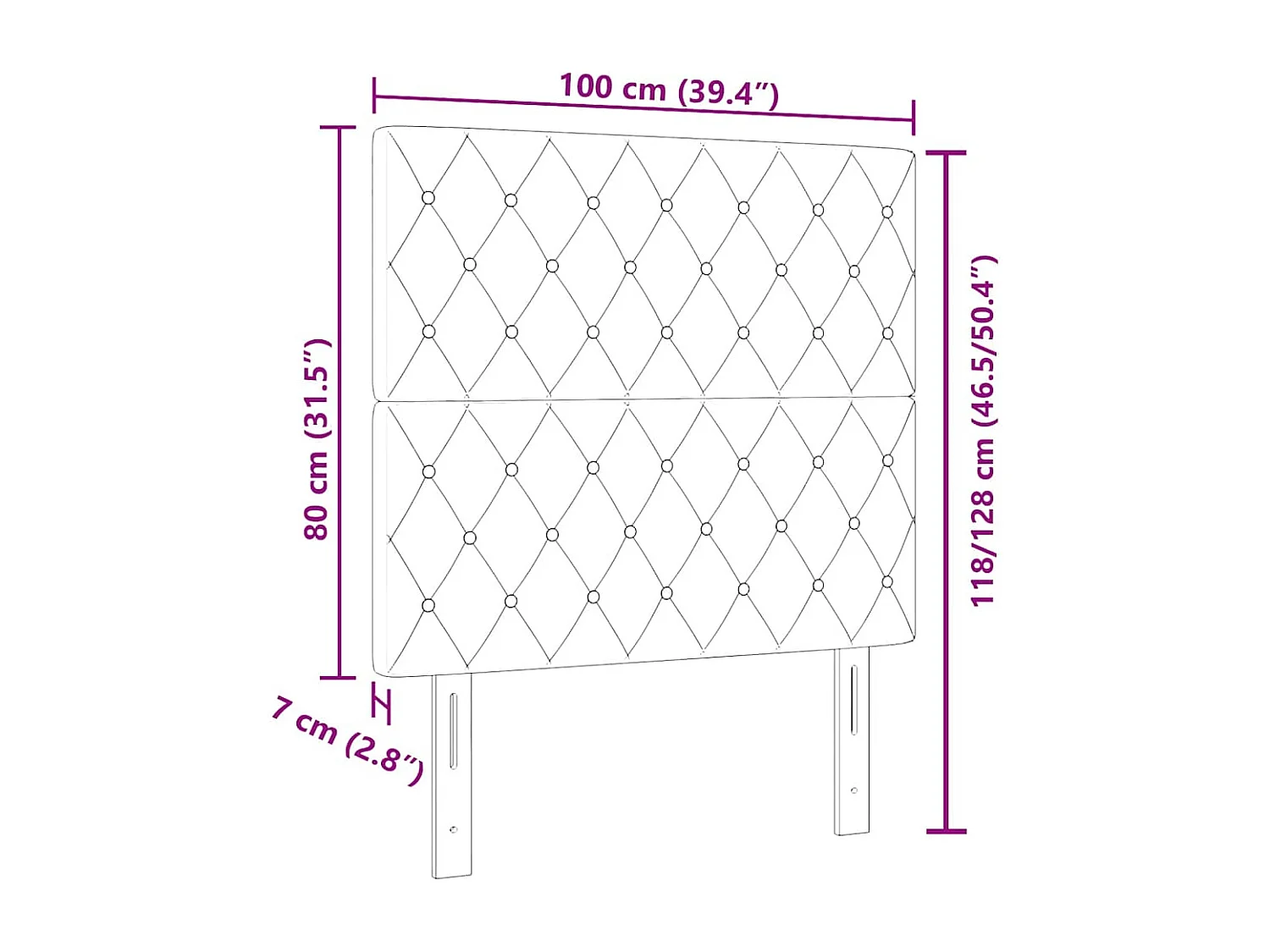 Donkergrijs Argyle fluwelen hoofdbord 100 cm fluweel